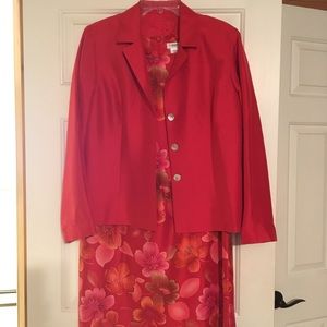 Coldwater Creek 100% silk floral shift and jacket